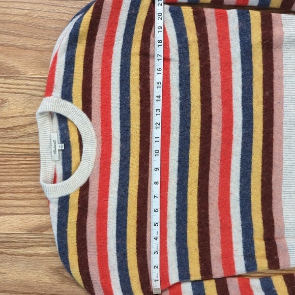 Madewell rainbow stripe wool-alpaca crewneck sweater oversized women's size XS - Picture 2 of 6